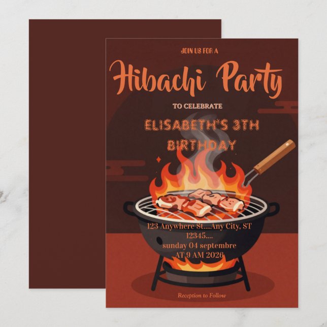 Invitation pour une fête d'anniversaire avec dîner (Devant / Derrière)