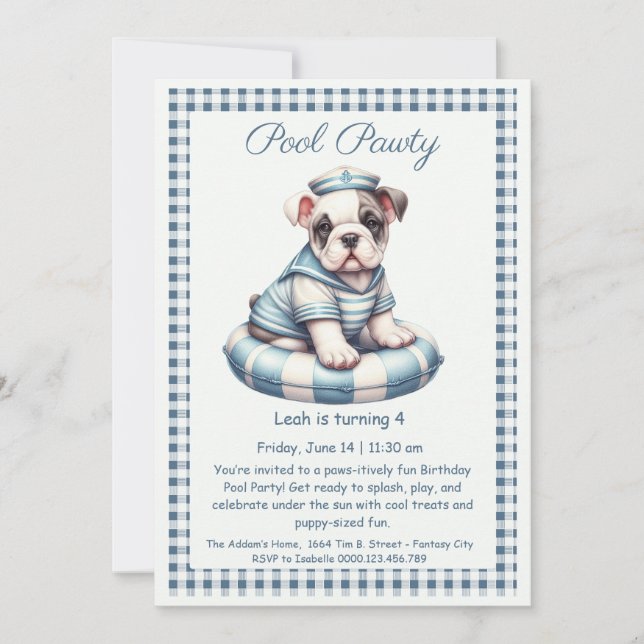 Invitation pour une fête d'anniversaire avec pisci (Devant)