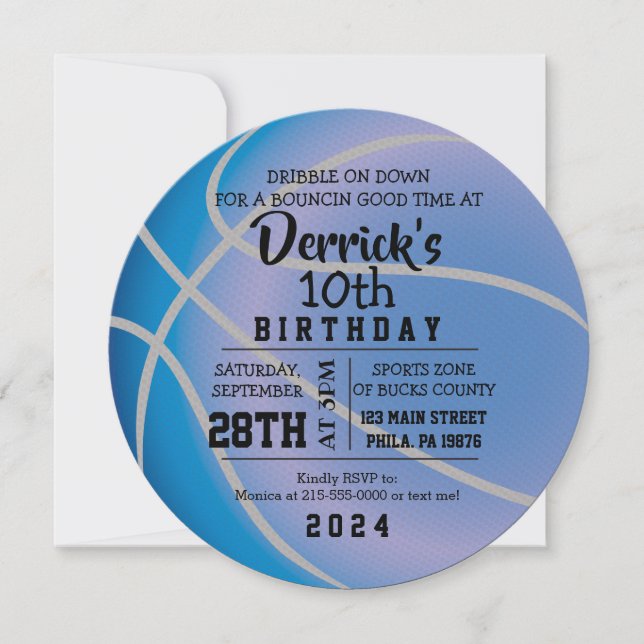 Invitation pour une fête d'anniversaire BASKETBALL (Devant)