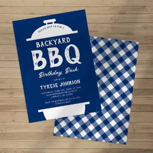 Invitation pour une fête d'anniversaire BBQ à carr