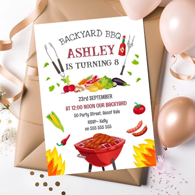Invitation pour une fête d'anniversaire BBQ dans l (Créateur téléchargé)