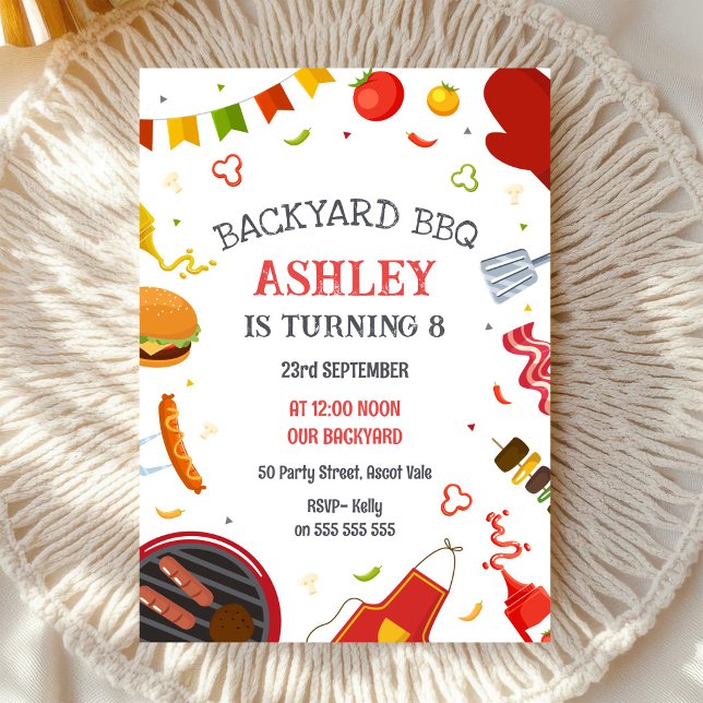 Invitation pour une fête d'anniversaire BBQ dans l (Créateur téléchargé)