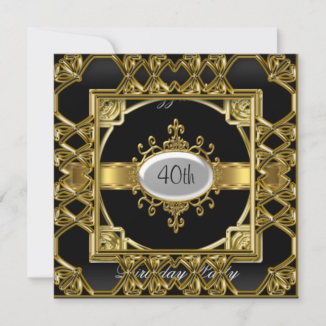 Invitation pour une fête d'anniversaire Black Gold (Devant)