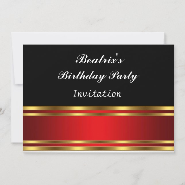 Invitation pour une fête d'anniversaire Black Red  (Devant)