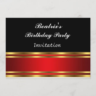 Invitation pour une fête d'anniversaire Black Red 