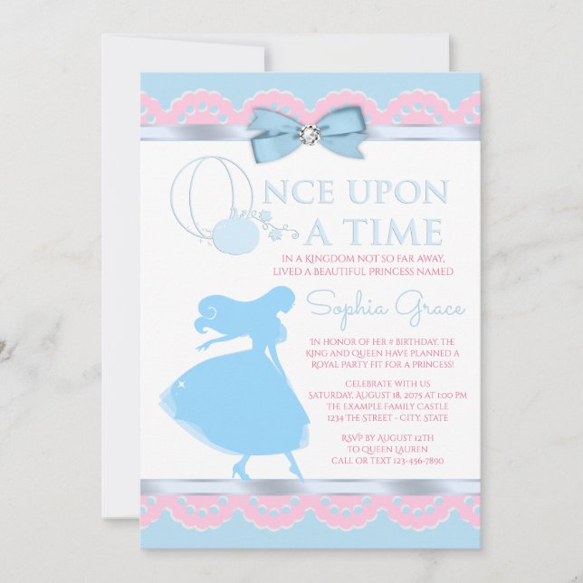 Invitation pour une fête d'anniversaire Cendrillon (Devant)