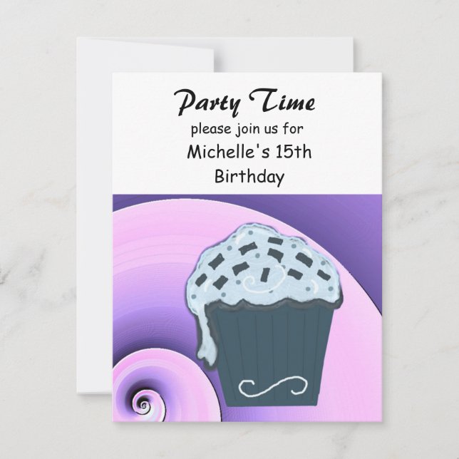 Invitation pour une fête d'anniversaire Cupcake (Devant)
