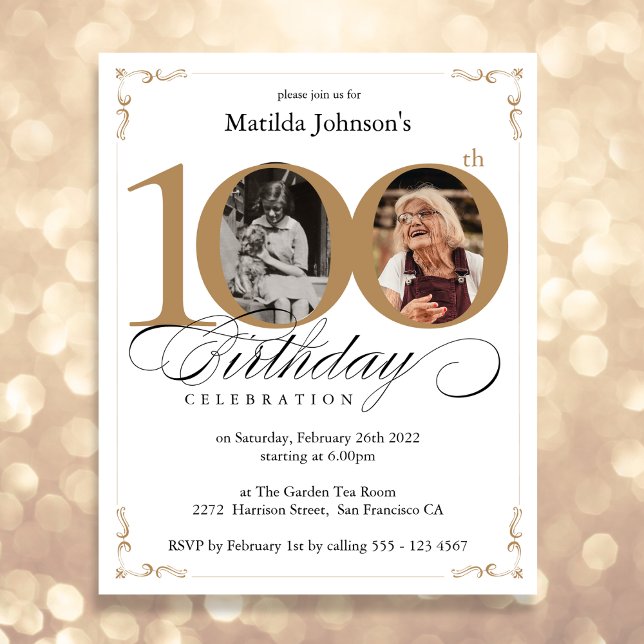 Invitation pour une fête d'anniversaire de 100 ans (Mockup View)
