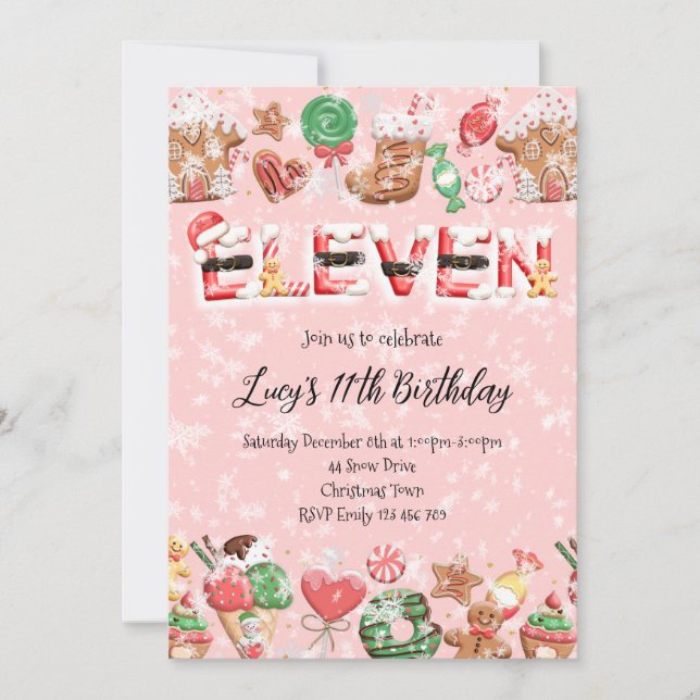 Invitation pour une fête d'anniversaire de 11 ans  (Devant)