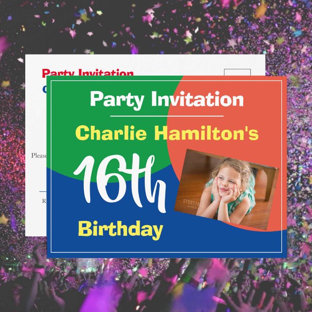 Invitation pour une fête d'anniversaire de 16 ans  (Créateur téléchargé)