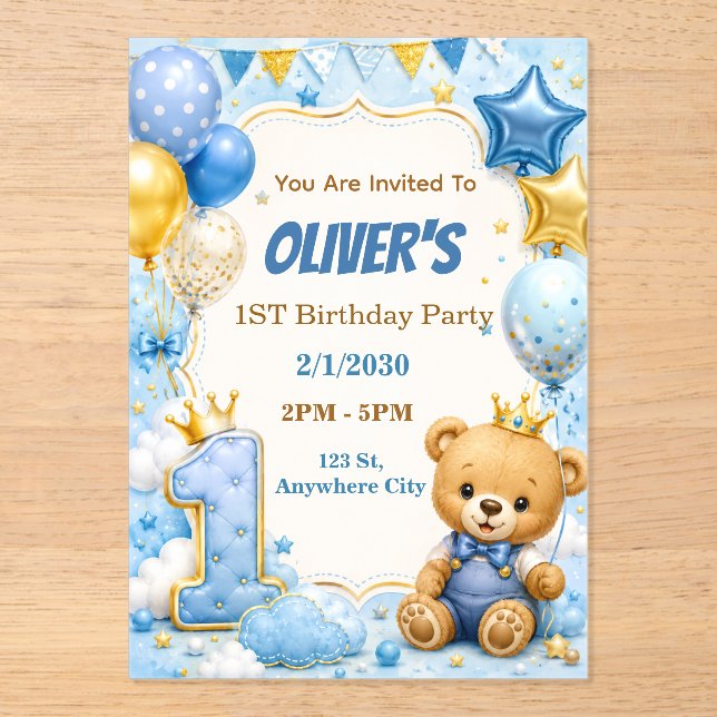 Invitation pour une fête d'anniversaire de 1 an av (Recto)