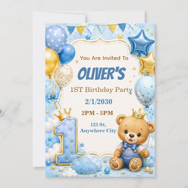 Invitation pour une fête d'anniversaire de 1 an av (Devant)