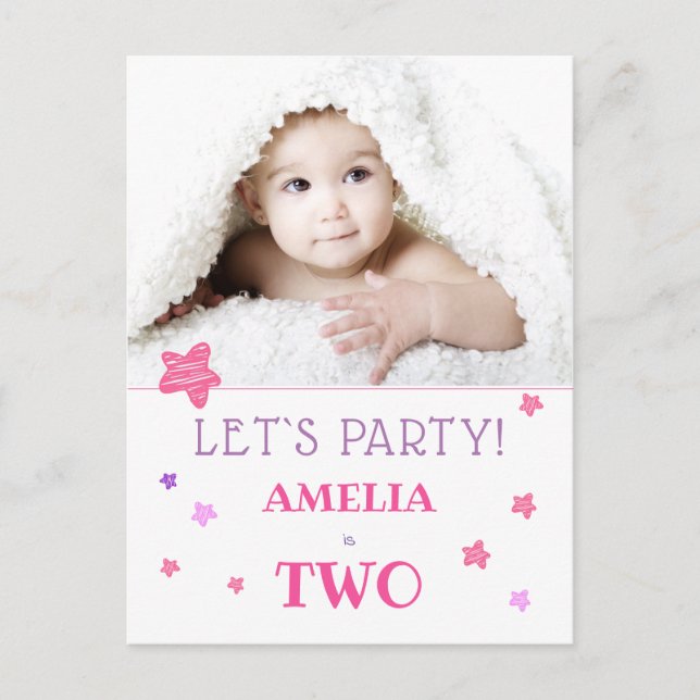 Invitation pour une fête d'anniversaire de 2 ans (Devant)