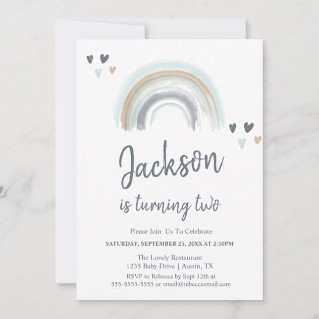 Invitation pour une fête d'anniversaire de 2 ans b (Devant)