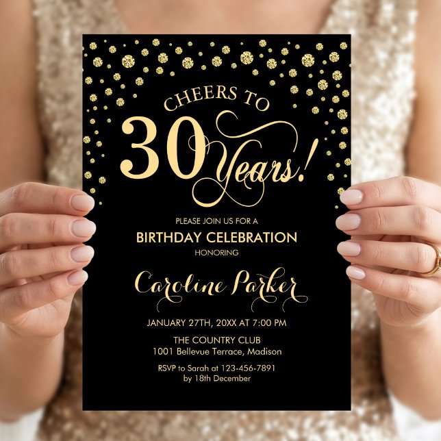 Invitation pour une fête d'anniversaire de 30 ans  (Créateur téléchargé)