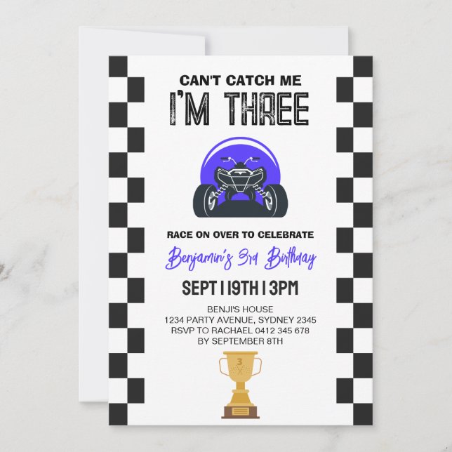 Invitation pour une fête d'anniversaire de 3 ans p (Devant)