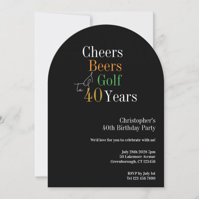 Invitation pour une fête d'anniversaire de 40 ans  (Devant)