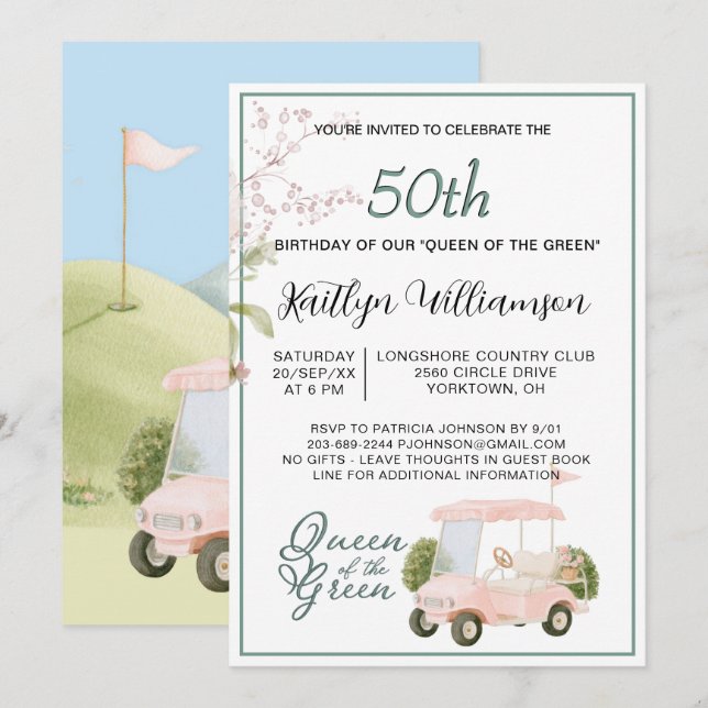 Invitation pour une fête d'anniversaire de 50 ans  (Devant / Derrière)