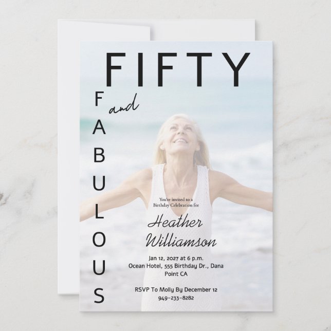 Invitation pour une fête d'anniversaire de 50 ans  (Devant)