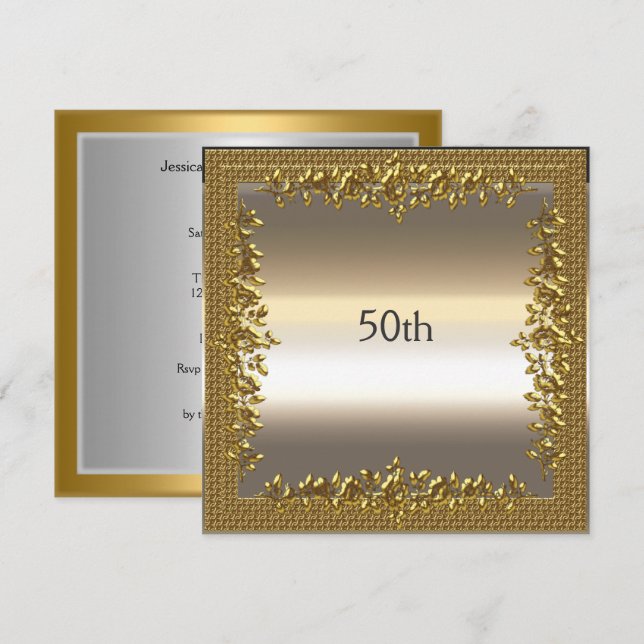 Invitation pour une fête d'anniversaire de 50 ans  (Devant / Derrière)