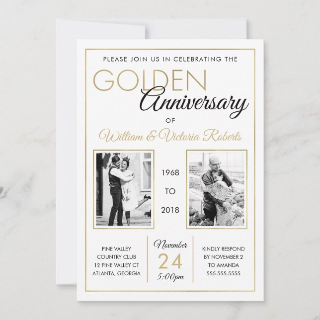 Invitation pour une fête d'anniversaire de 50 ans, (Devant)