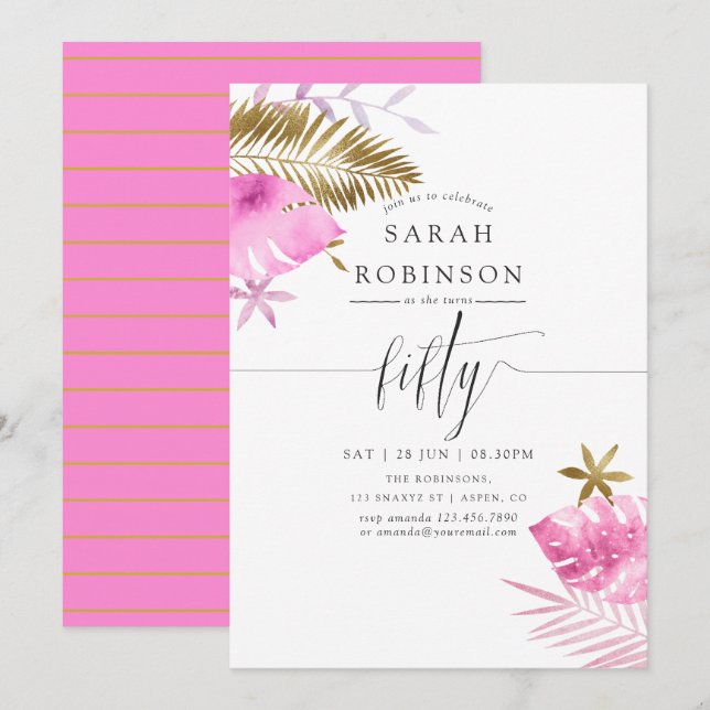Invitation pour une fête d'anniversaire de 50 ans  (Devant / Derrière)