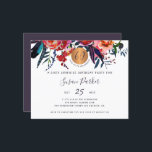 Invitation pour une fête d'anniversaire de 60 ans<br><div class="desc">Moderne rustique boho chic 60 ans soixantième anniversaire féminin modèle d'invitation de fête surprise BUDGET abordable avec une typographie tendance entièrement éditable et des fleurs bohémiennes rouge burgundy navy purple indigo bouquets bordure et un cercle métallisé faux or cuivre métallisé rond LIRE CECI AVANT D'ACHETER ! Ceci est une carte...</div>
