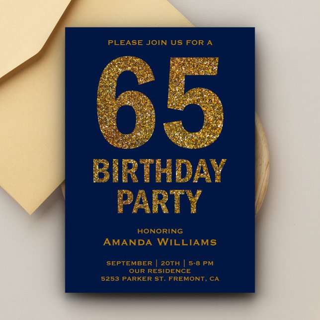 Invitation pour une fête d'anniversaire de 65 ans  (Créateur téléchargé)
