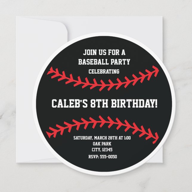 Invitation pour une fête d'anniversaire de basebal (Devant)