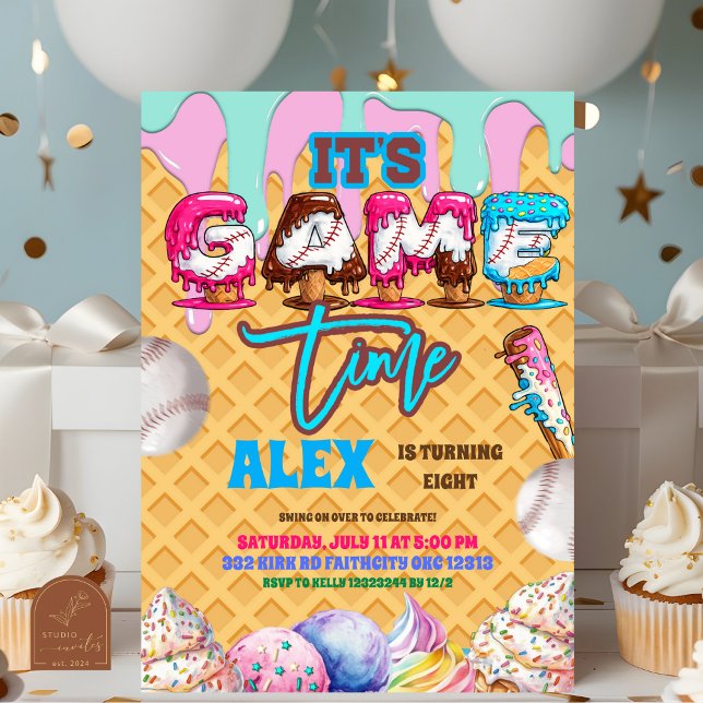 Invitation pour une fête d'anniversaire de basebal (Créateur téléchargé)