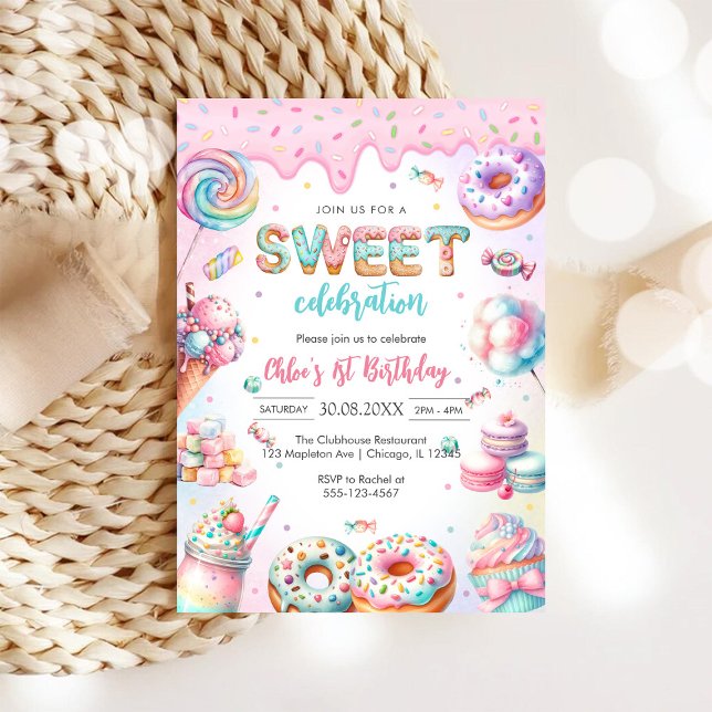 Invitation pour une fête d'anniversaire de bonbons (Créateur téléchargé)