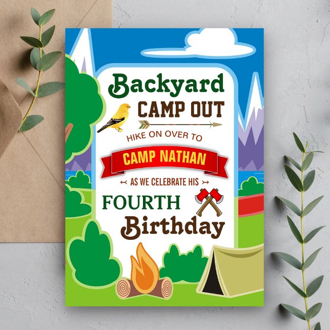 Invitation pour une fête d'anniversaire de camping (Créateur téléchargé)