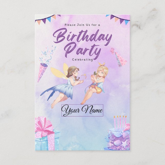 Invitation pour une fête d'anniversaire de conte d (Devant)
