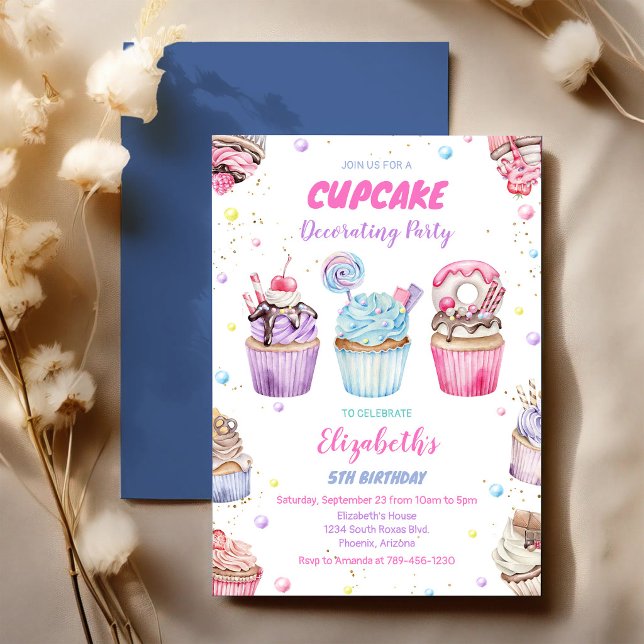 Invitation pour une fête d'anniversaire de Cupcake (Créateur téléchargé)