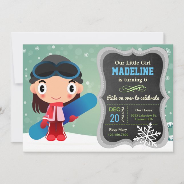 Invitation pour une fête d'anniversaire de fille a (Devant)