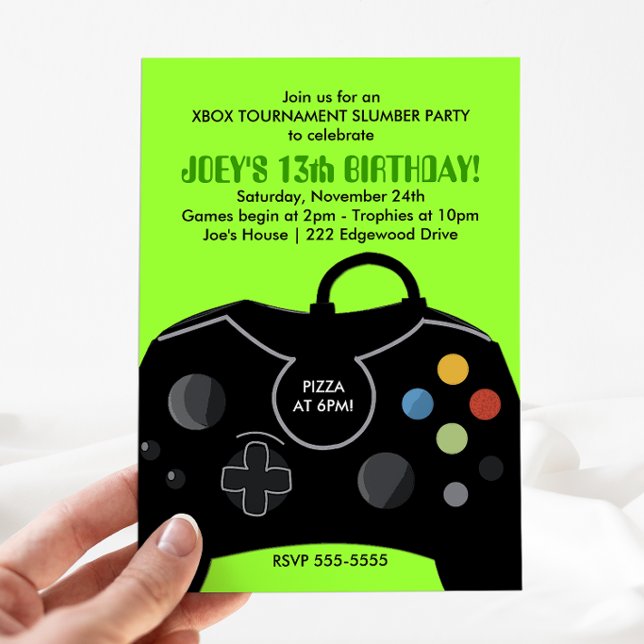 Invitation pour une fête d'anniversaire de garçons (Video Gamer Birthday Invitation )