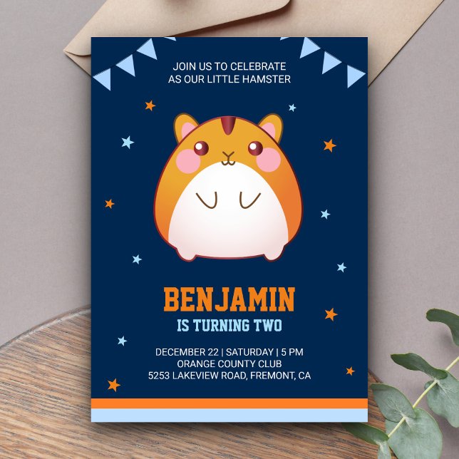 Invitation pour une fête d'anniversaire de hamster (Créateur téléchargé)