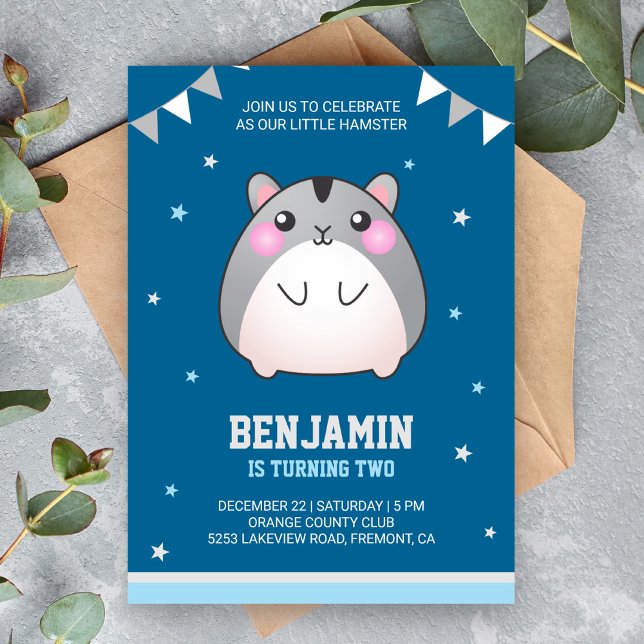 Invitation pour une fête d'anniversaire de hamster (Créateur téléchargé)