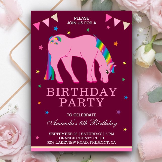 Invitation pour une fête d'anniversaire de licorne (Créateur téléchargé)