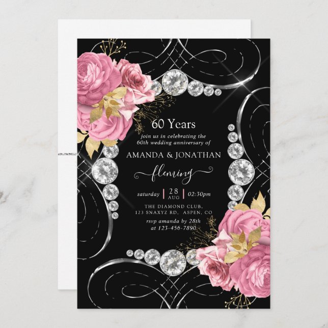 Invitation pour une fête d'anniversaire de mariage (Devant / Derrière)