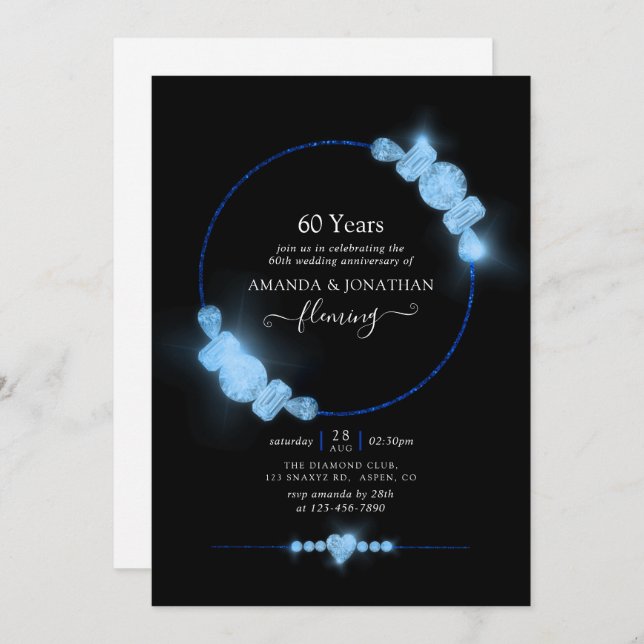 Invitation pour une fête d'anniversaire de mariage (Devant / Derrière)