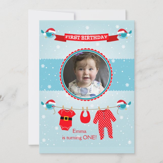 Invitation pour une fête d'anniversaire de Noël po (Devant)