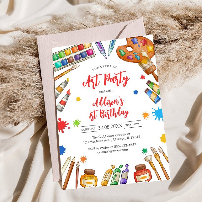 Invitation pour une fête d'anniversaire de peintur (Créateur téléchargé)