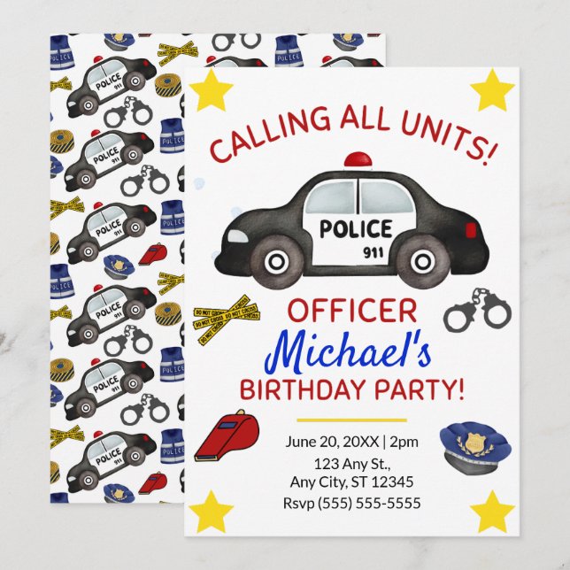 Invitation pour une fête d'anniversaire de politiq (Devant / Derrière)