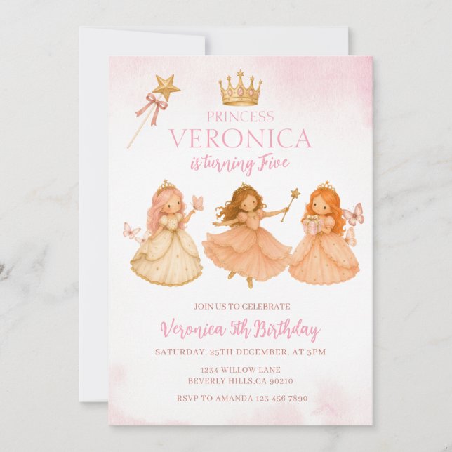 Invitation pour une fête d'anniversaire de princes (Devant)