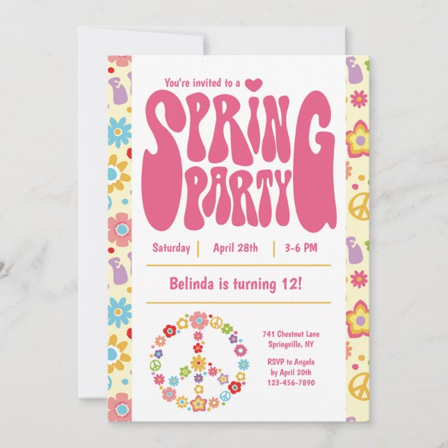 Invitation pour une fête d'anniversaire de printem (Devant)