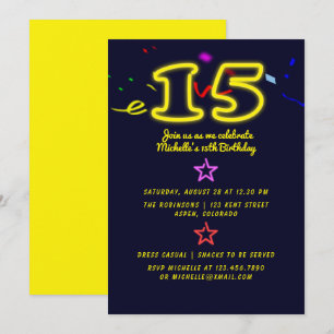 Invitation pour une fête d'anniversaire de quinze 
