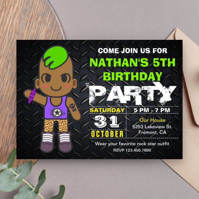 Invitation pour une fête d'anniversaire de rock st (Créateur téléchargé)