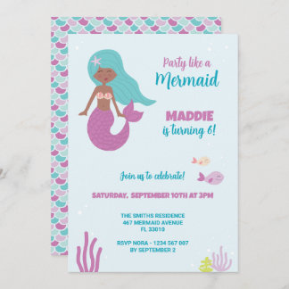 Invitation pour une fête d'anniversaire de Sirène 