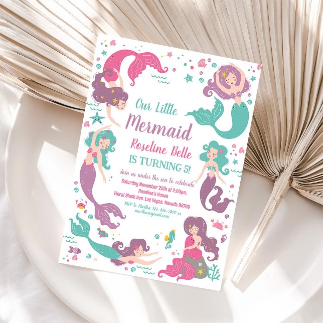 Invitation pour une fête d'anniversaire de sirène  (Créateur téléchargé)